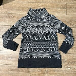 Talbots Gray Cowl Neck Pullover with side zipper Size S